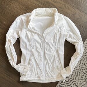 Lululemon White Zip Up Jacket with Hidden Hood